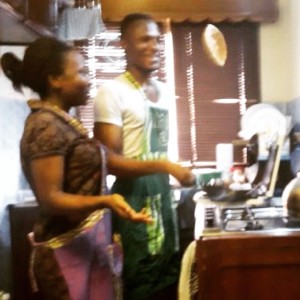 Couple cooking (Eniola & Funke)